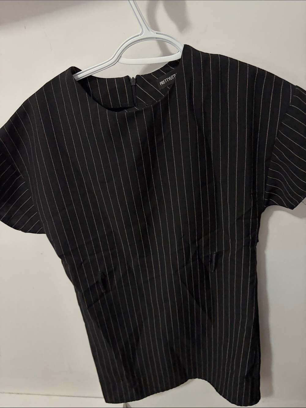 PRETTYLITTLETHING Black Pinstripe Short Sleeve Tee
